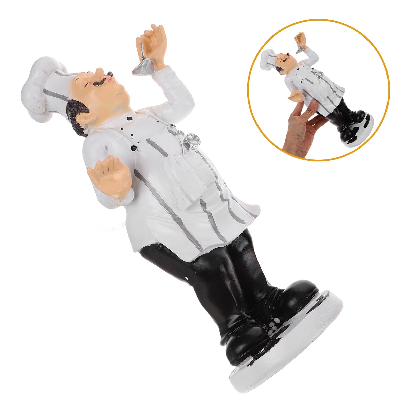 Statuetta Chef in Resina Decorazione Cucina Europea Mini Cuoco per Casa Ristorante e Bistrot Ornamento da Chef Stabile e Divertente per Tavolo