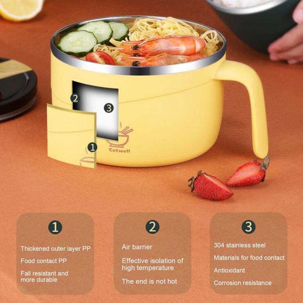 Tazón para ramen, Cuenco De Fideos Instantáneos Con Orificio De Drenaje, Sopa Útil De Cereales De Calidad Alimentaria PP for Dormitorio