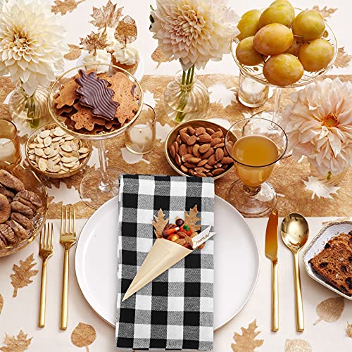 Buffalo Check Napkins, Buffalo Plaid Napkins, Farmhouse Decor Dinner Napkins, Black And White Cloth Napkins For Thanksgiving, Christmas Decorations (Black White 6Pcs) #TOP4