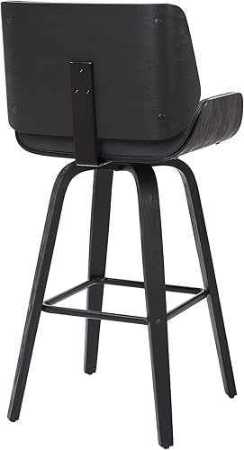 Miniatura 6 de Armen Living Tyler - Taburete giratorio de piel sintética gris y madera negra de 26 pulgadas de altura de mostrador Gris / Negro,Marrón