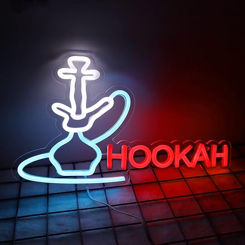 Letrero de neón de narguile para bar, tienda de humo o decoración de cuevas de hombre, pantalla LED brillante para fumar o tienda de vapeo, fácil de