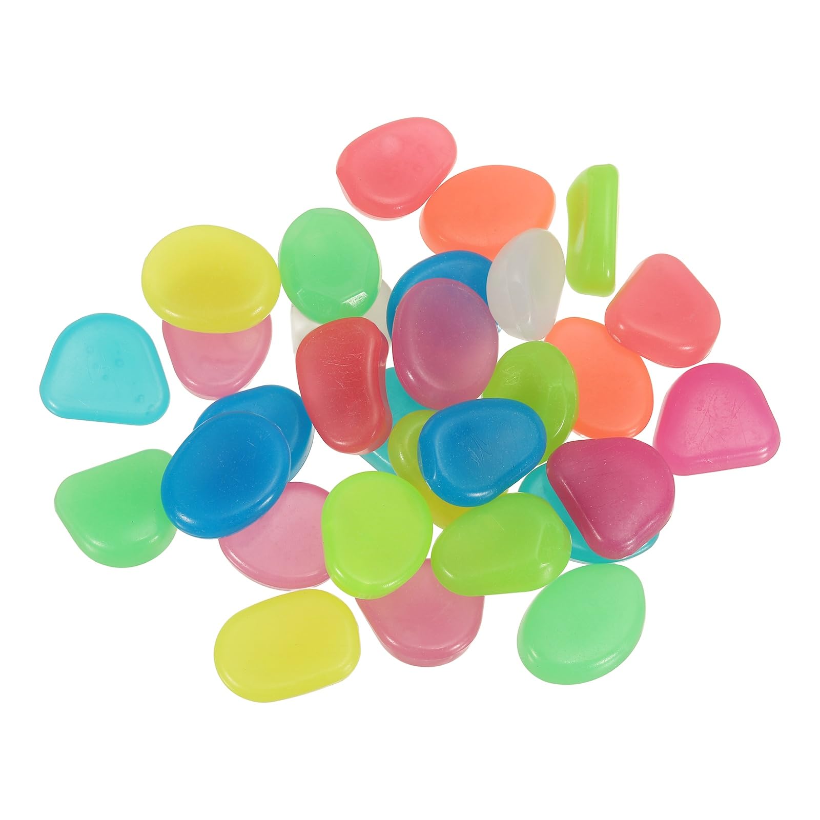 YELARXI Glow in the Dark Stones, Luminous Resin Pebbles Stones Glowing Rocks Decorative Light Up Pebbles Fitting for (Fish Tank/Outdoor Garden Decor/Yard/Walkway) 30 Pcs & Multicolor