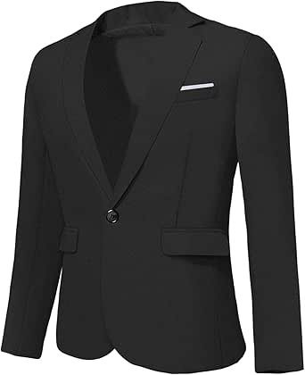 Men's Polyester Slim Fit Business Casual One Button Prom Blazer Jacket main image 1