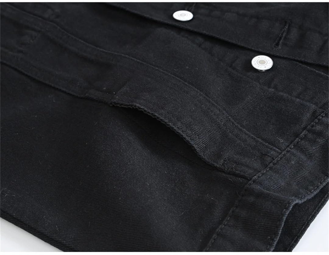 Gilet da uomo in jeans slim con frange in denim, senza maniche