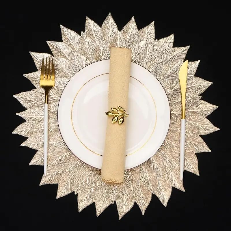 Image of Dakshya Industries Dining Table Mats Round PVC Set | 6 Waterproof Placemats (38 x 38 cm) + 1 Table Runner (91 x 33 cm) | Heat Resistant, Kitchen Decor (Regalique)