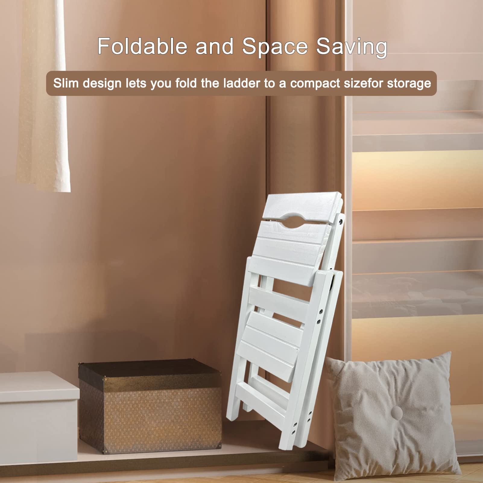 Volwassenen Senioren Opstapje Ladder voor Hoog Bed, Houten Voetopstapje voor Binnen Buiten, Duty Houten Ladders (Houtkleur