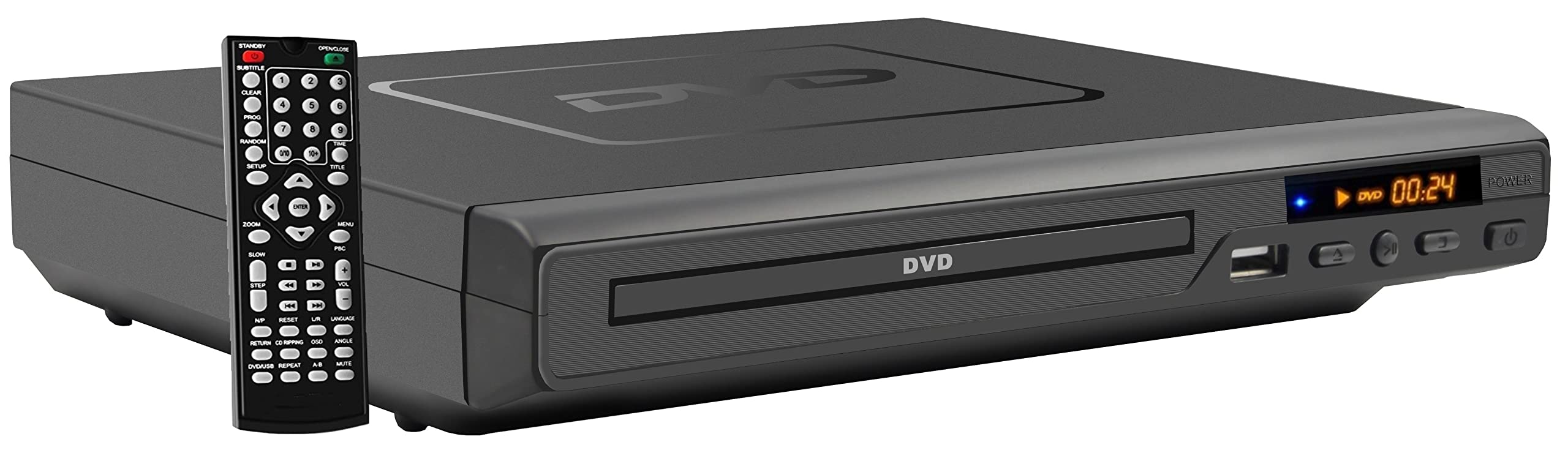 Reflexion DVD366, DVD-CD-Player, Slim Line, Display, CD-Kopierfunktion auf USB, Anti-Schock-System, Coax-Audioausgang, Schwarz