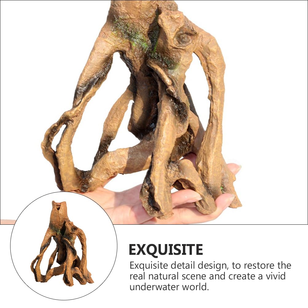 Angoily 1 pièce imitation tronc d'arbre décoratif souche reptichip aquarium fosse jeans pour chiens fausses plantes reptiles aquarium cachette grotte aquarium décoration bûche bois résine