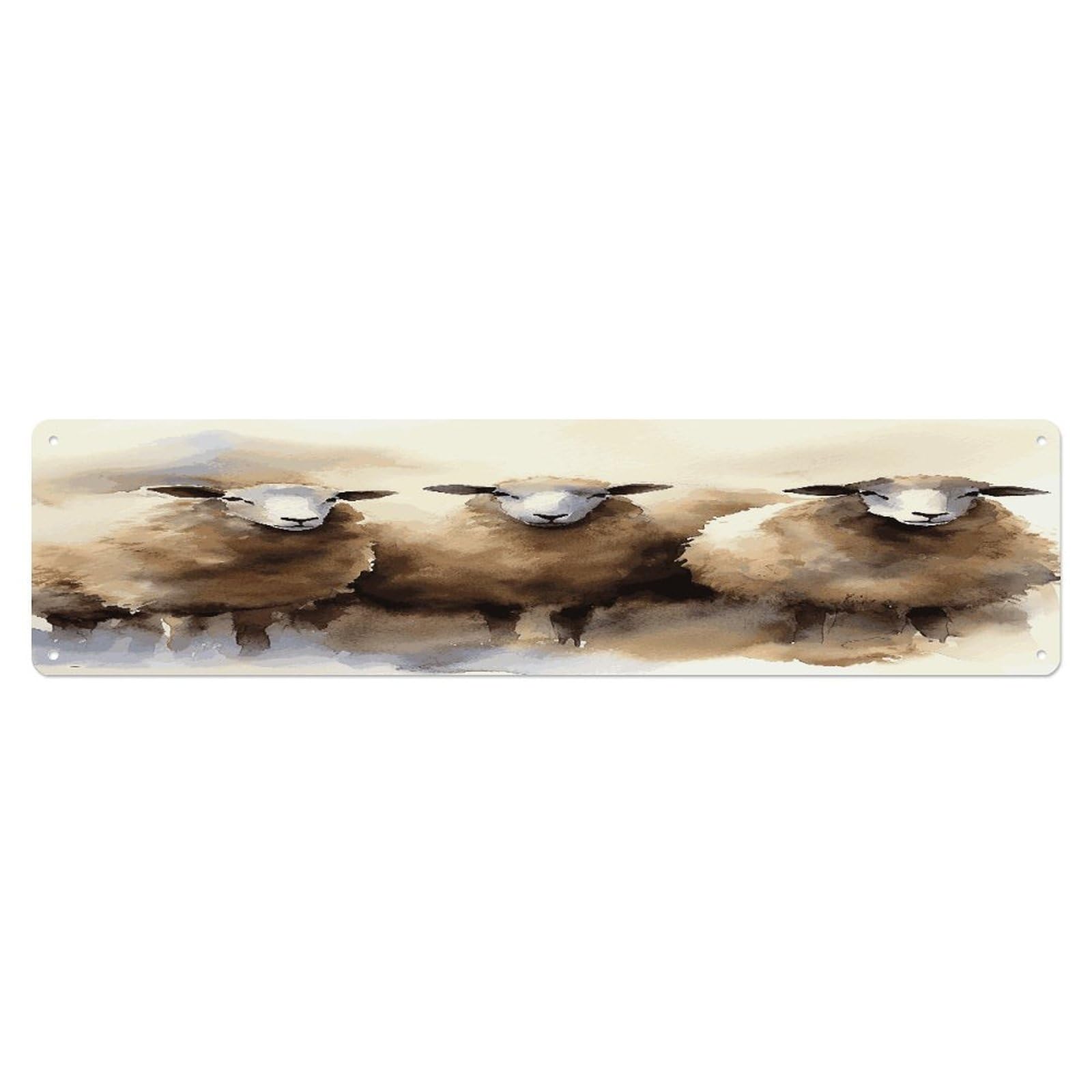 Adfgyerh Style Sheeps Watercolor Wall Decor Aluminum Waterproof. Plaque, Practical Gift,Sign 15.7X3.9 Inch Poster,For Home, Office, Business, Garage– Indoor/Outdoor