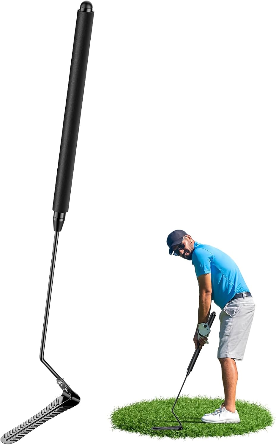 Buzzlett 37" Grass Whip with Double-Edged Serrated Blade, Grass Cutter Hand Tool, Manganese Steel Manual Weed Cutter, Sturdy and Durable, Cut Tall Grass and Overgrown Weeds