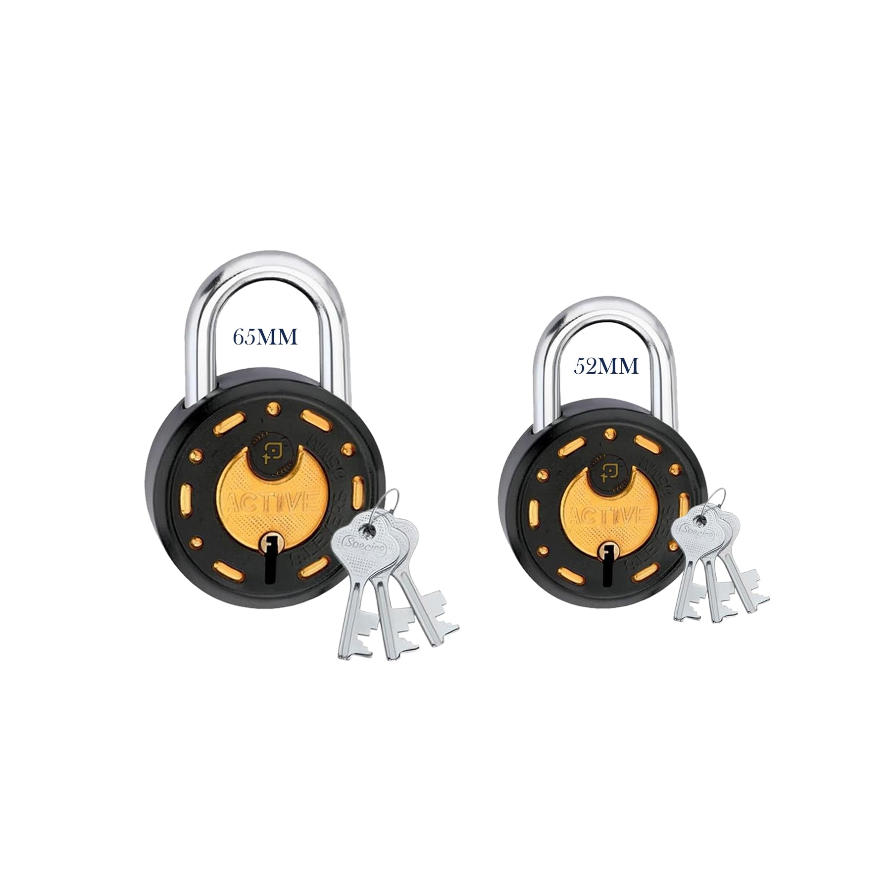Azco Round Locks Small Size 50mm 9 Same Key with 3 Padlocks | 7 Levers Double Locking | Black Golden Finish | Lock and Keys for Home Door Gate Shop Shutter (Pack of 3) — Amazon image 9