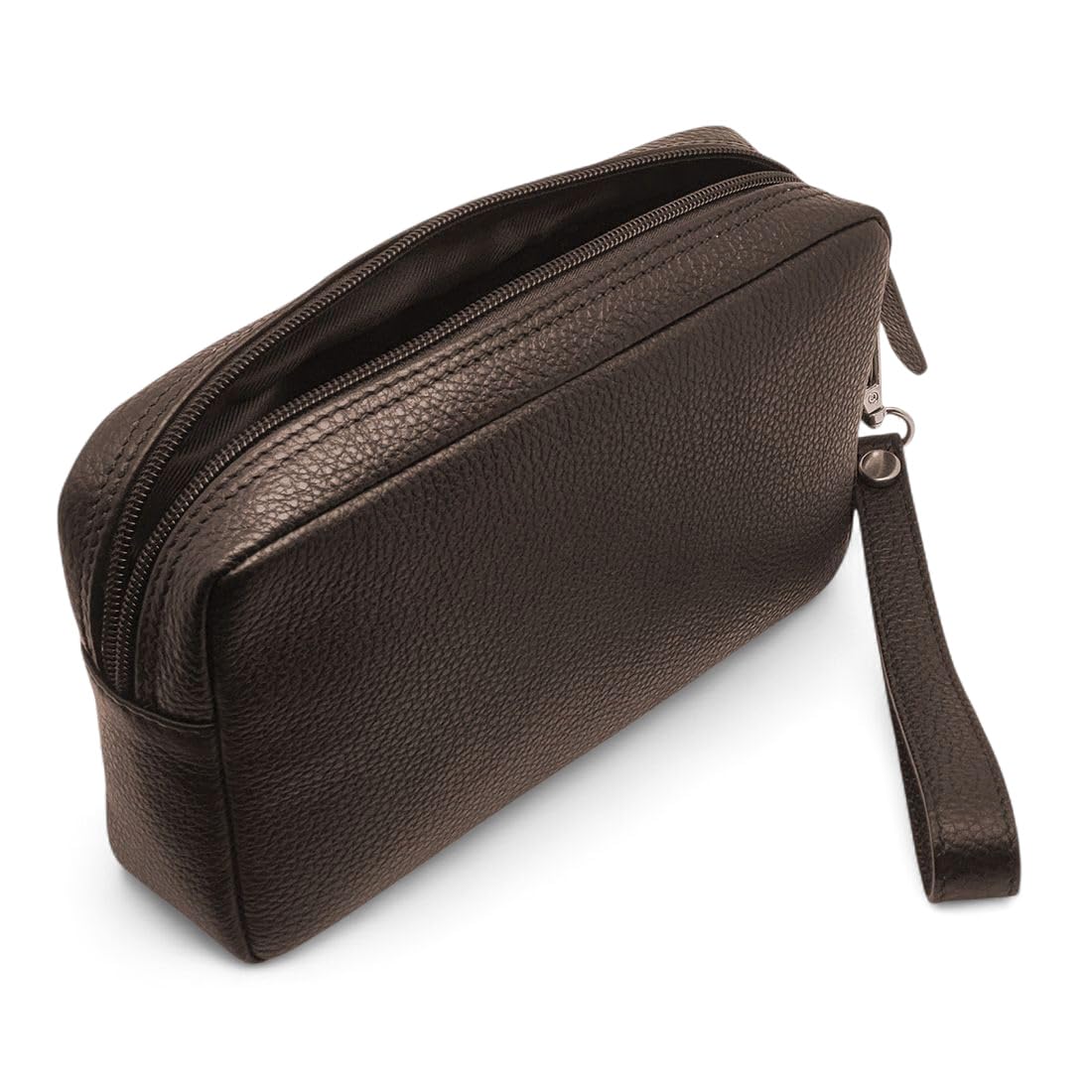 FAST WORLD SHOPPING Bolso de muñeca de piel auténtica, bolso de hombre con asa extraíble, riñonera de mano fabricada en Italia, bolsa con asa bajo los brazos, oficina, viaje casual, 22 x 12 x 5 cm