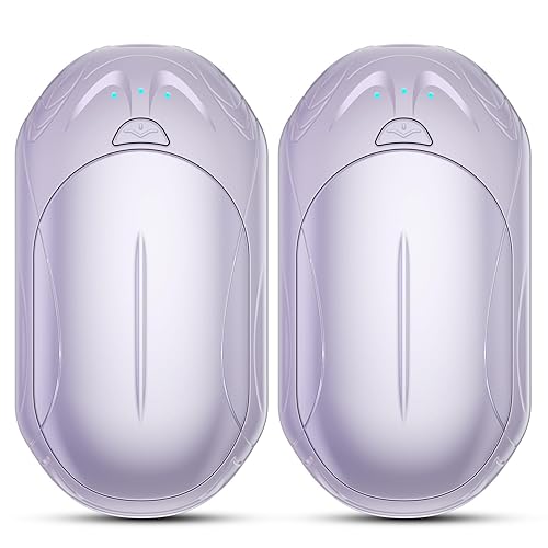 AI Hand Warmers Rechargeable 2 Pack, AI Smart Chips Electric Hand Warmers, 20Hrs Long Safe Heat, Portable Pocket Heater, Gifts for Christmas, Outdoor, Hunting, Golf, Camping Accessories - Purple