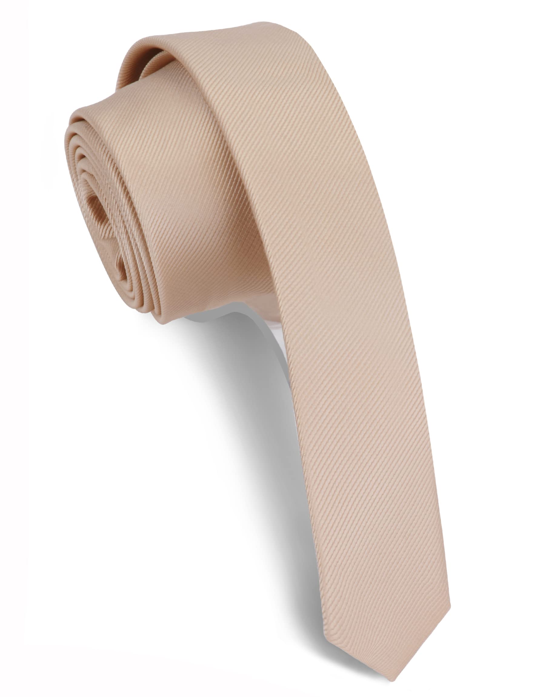 Gusleson Men's Champagne Skinny Tie Solid Silk Ties For Thin Slim Necktie (Uk0801-10)