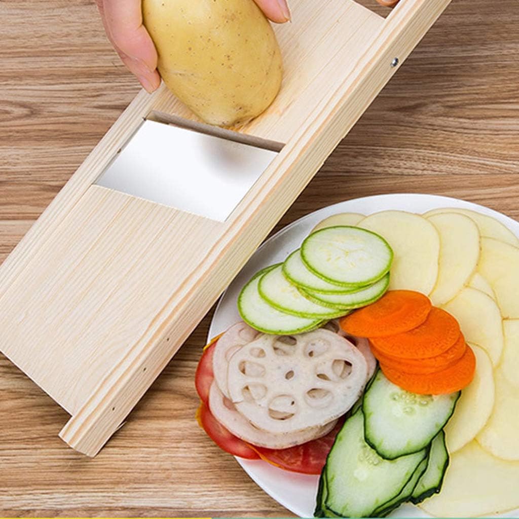 BIBABLYKE Traditional Wooden Cabbage Shredder Slicer Hand Guard Finely Chopped Durable Gift for Kitchen Household Easy Use Clean as Shown Solid Wood + Stainless Steel