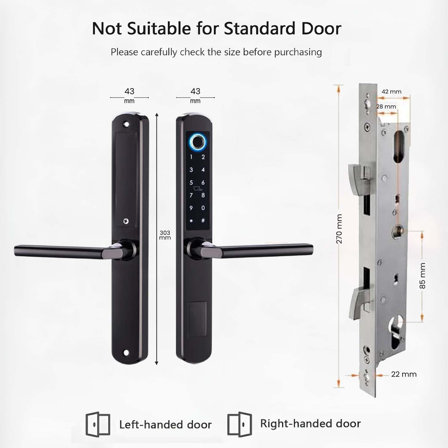 Cerradura de puerta corredera Wi-Fi: huella dactilar, control de aplicación Tuya, entrada sin llave, bloqueo automático, teclado/tarjeta IC, color negro