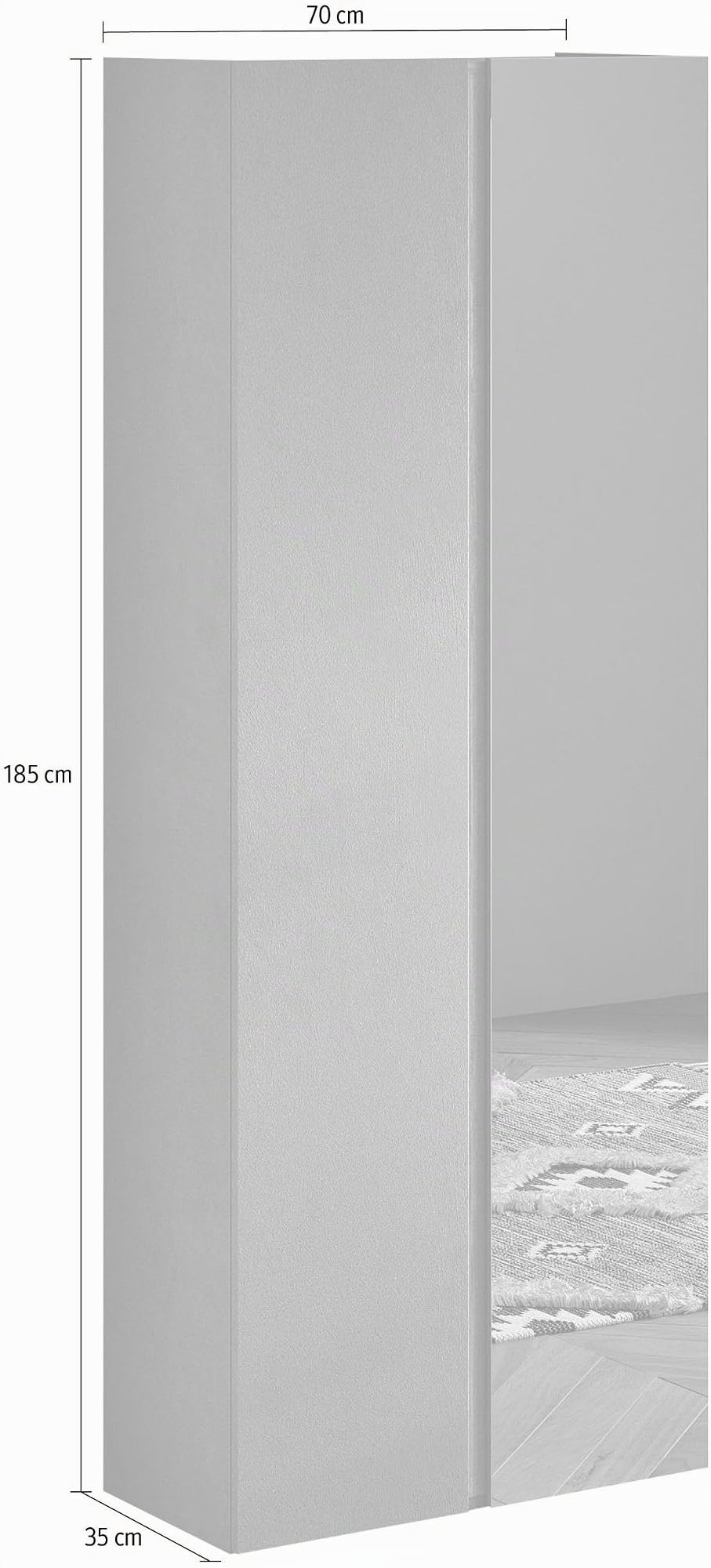Web Convenienza Scarpiera Moderna Doppia Anta Made in Italy 1 Anta a Specchio e 8 Ripiani - Scarpiera da Ingresso, Soggiorno Camera da Letto - Dimensioni 70x185x35 cm (Bianco Lucido - Kadiz)