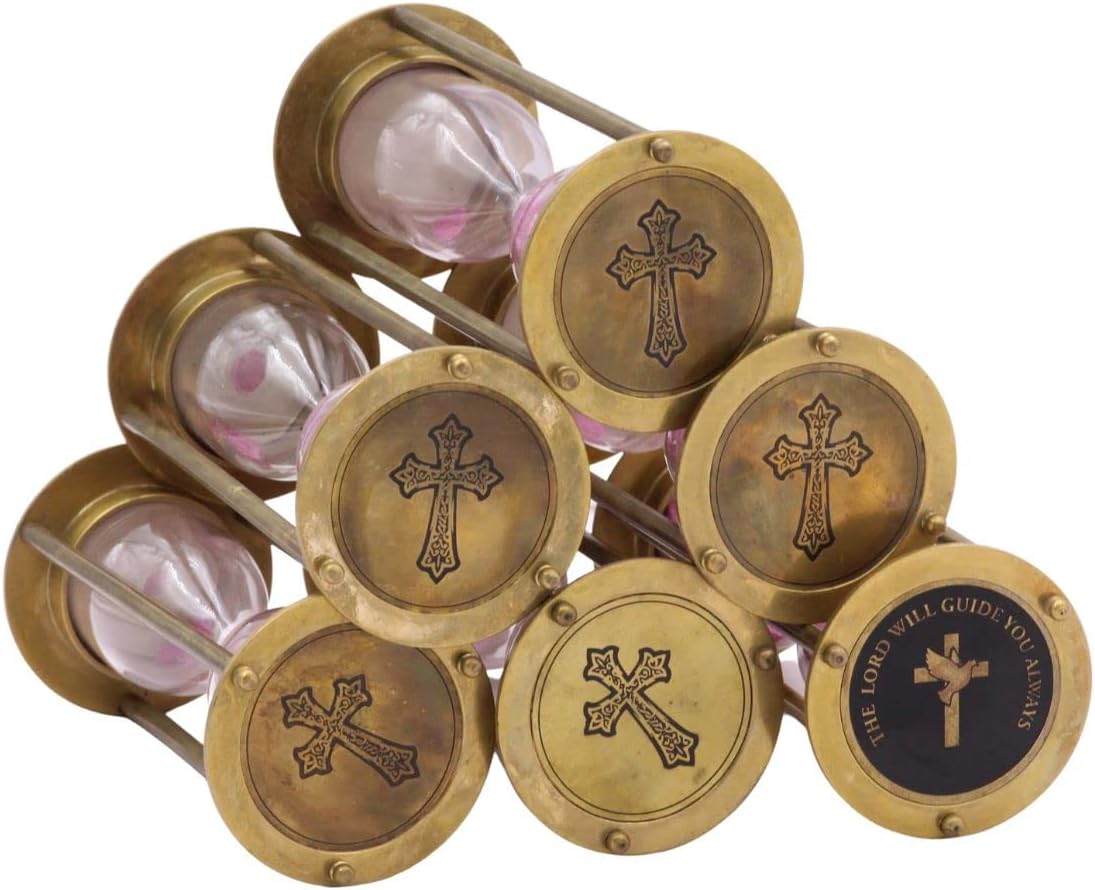 Brass Hour Glass with Religious Quotes, Unique Sandglass for Son, Grandson, Daughter, Father, Mother, Husband, and Some one You Love. (Old Brass Joshua 1:9 Black)