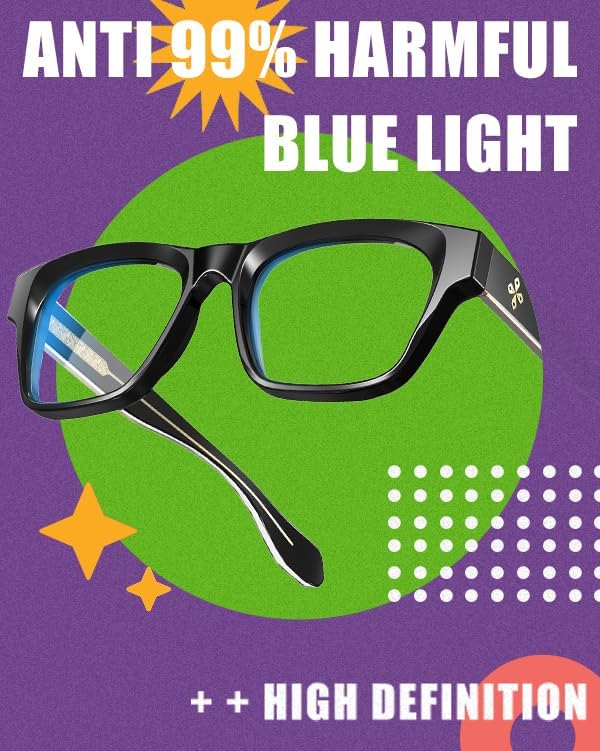 VISOONE Stylish Frame in Multiple Colors Blue Light Blocking Glasses for Men Women BONA - Image 4