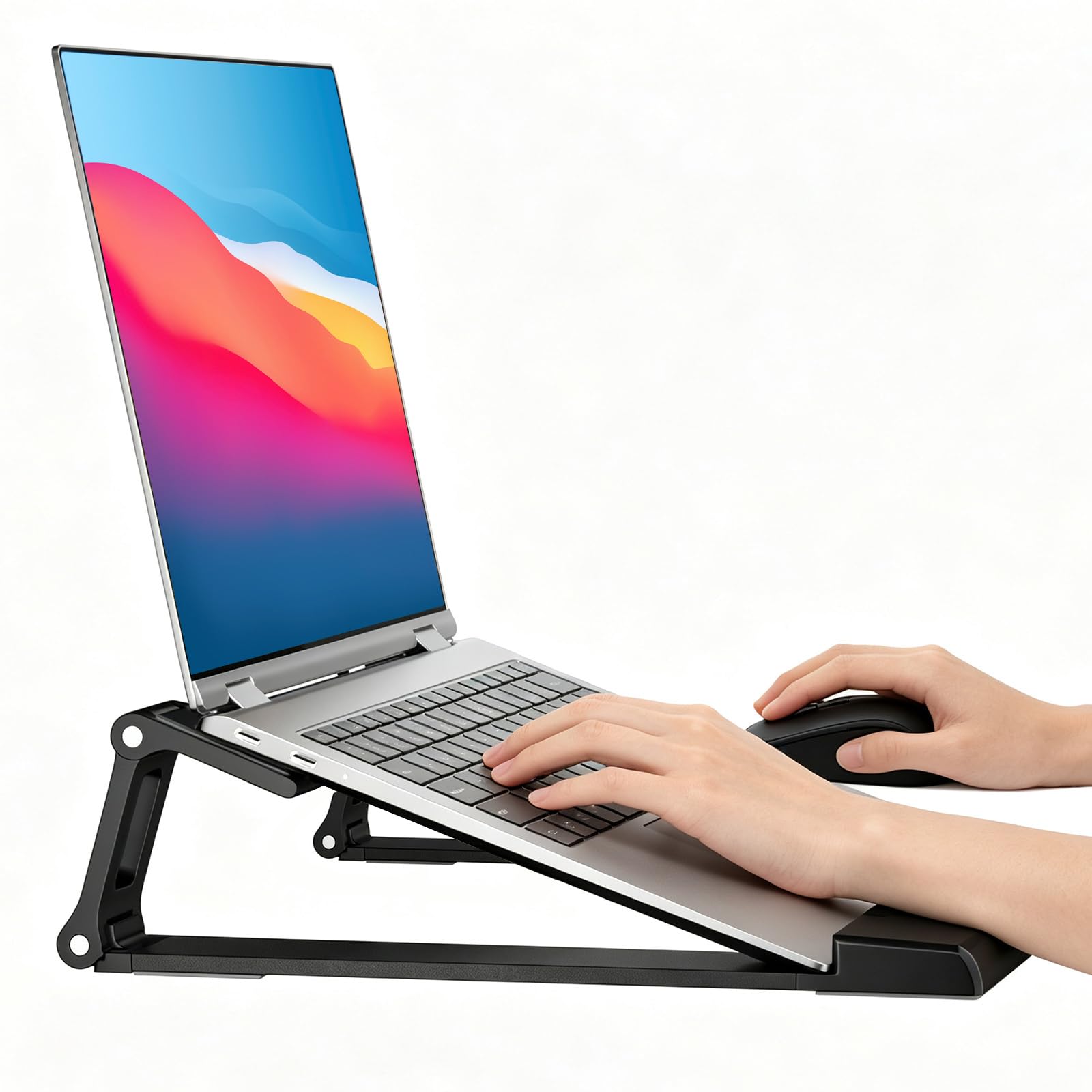 Supporto per laptop da scrivania in ABS+metallo portatile per computer Riser Supporto per notebook Supporto per stampante Accessori da scrivania per ufficio Compatibile con MacBook Air, Pro