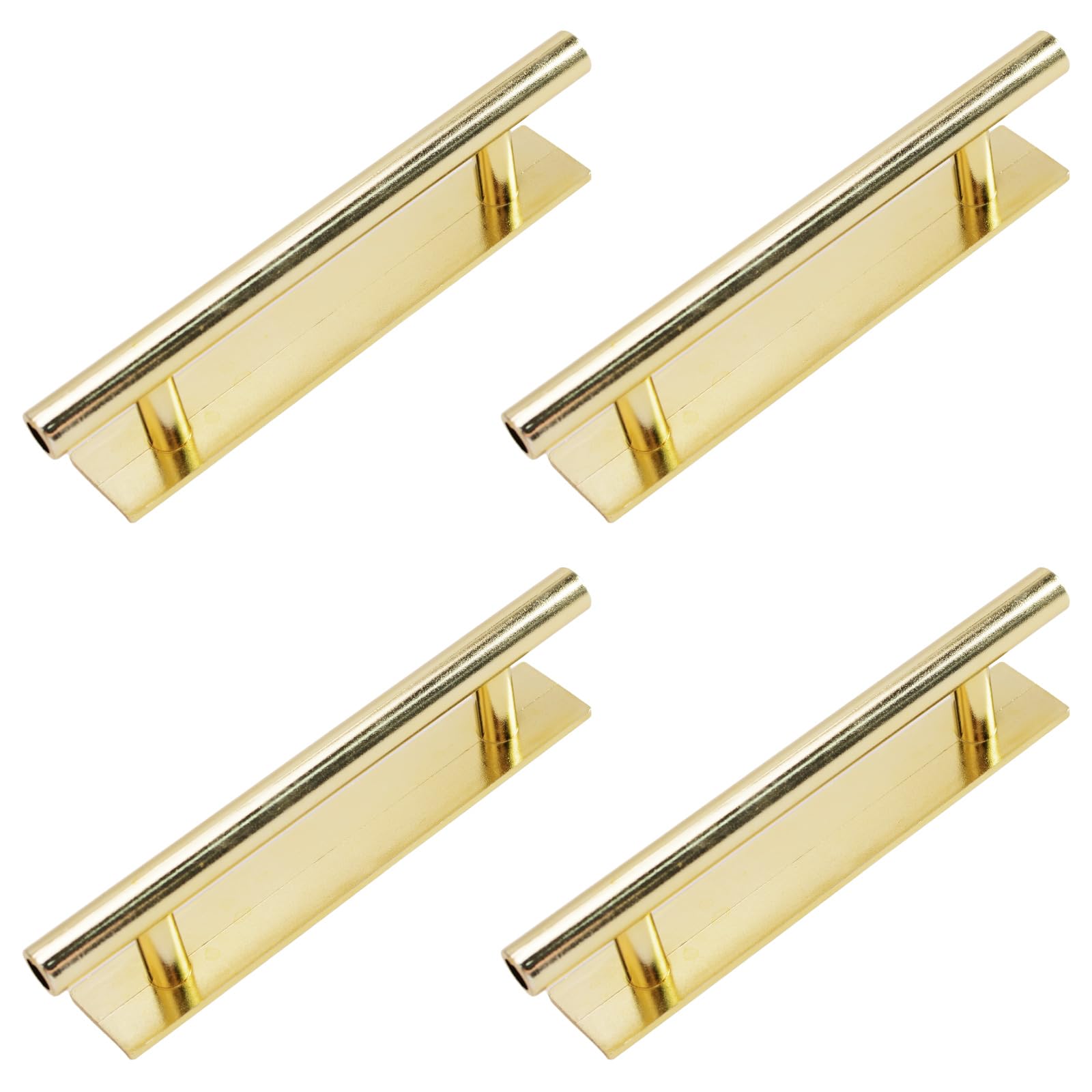 MOROBOR Self-Adhesive Long Handles,4pcs Gold Plastic Convenient Opening Stick-on Handles with Plate for Kitchen Cabinet Window Sliding Closet Door