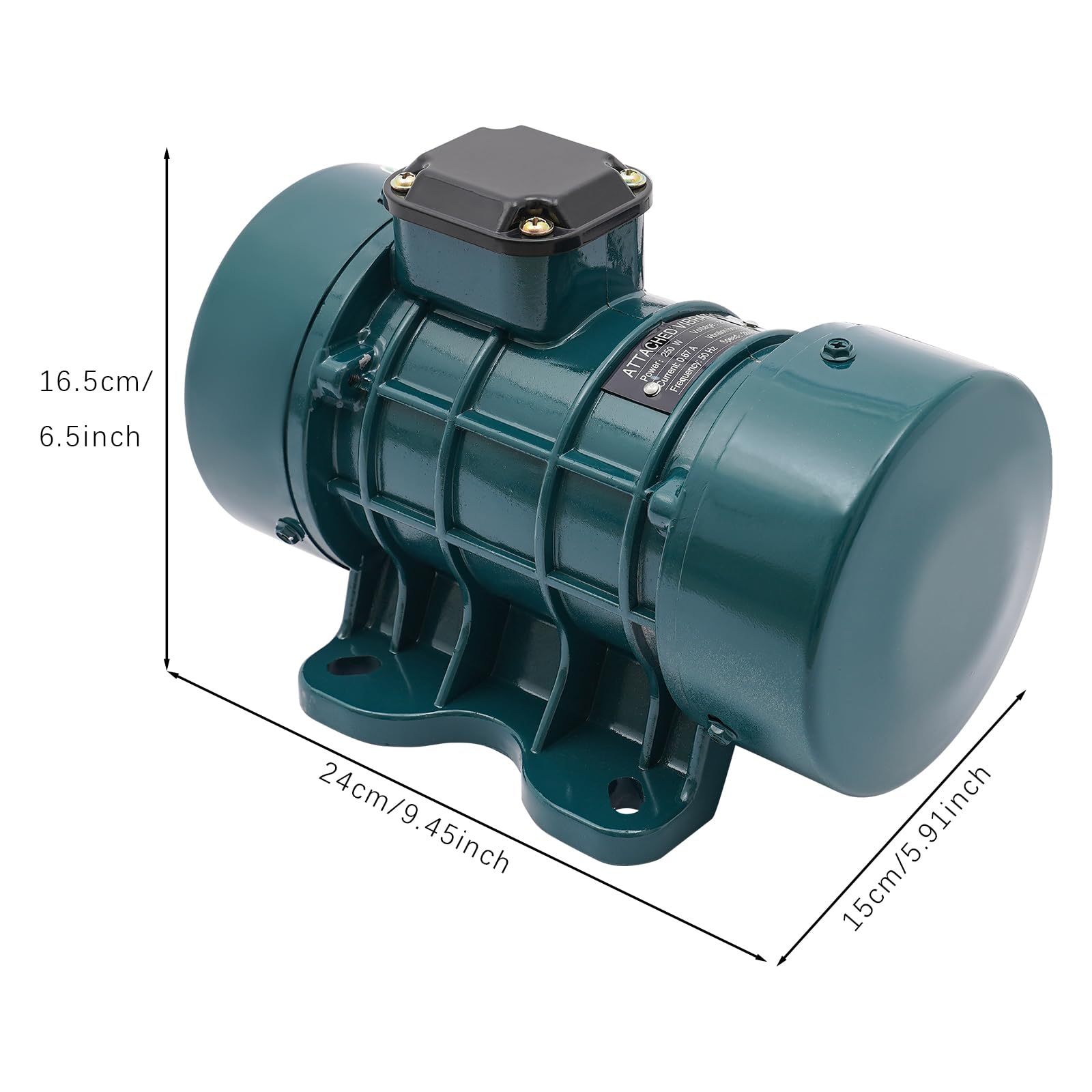 Vibrationsmotor, 250W Beton Vibrationsmotor, Geschwindigkeit 2840rpm,Stabile Basis, Vibrationskraft 150kg, Vibration Motor für Zementgießarbeiten wie Autobahnen (Dunkelgrün)