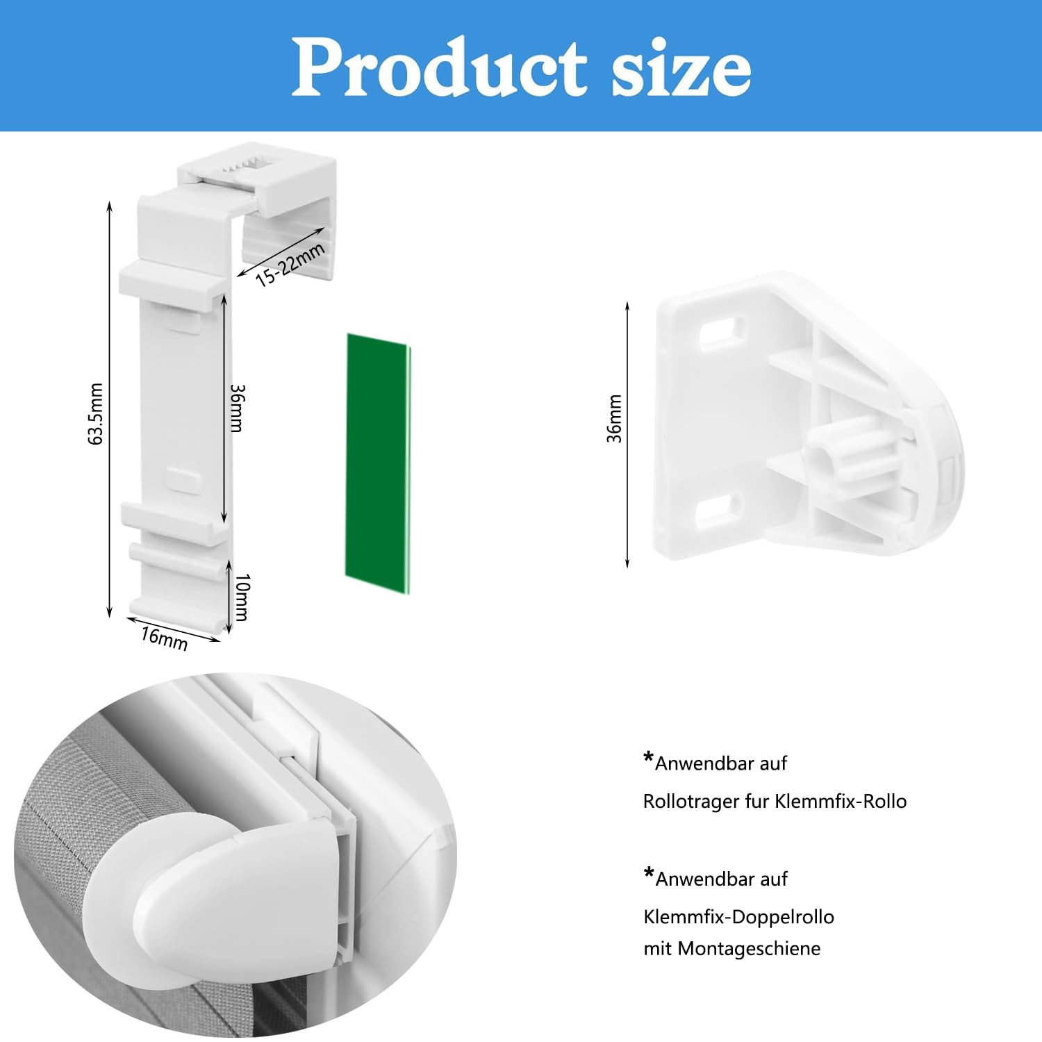 EnixwH 8 Supporti A Morsetto Per Tende A Rullo, Supporto Adesivo Per Tenda A Rullo 1070321