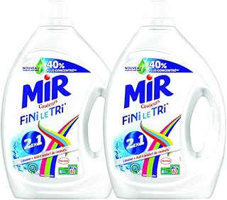 Mir Couleurs Fini Le Tri – Lessive Liquide Anti–Transfert de Couleurs – 86 Lavages (Lot de 2 x 2.15L)