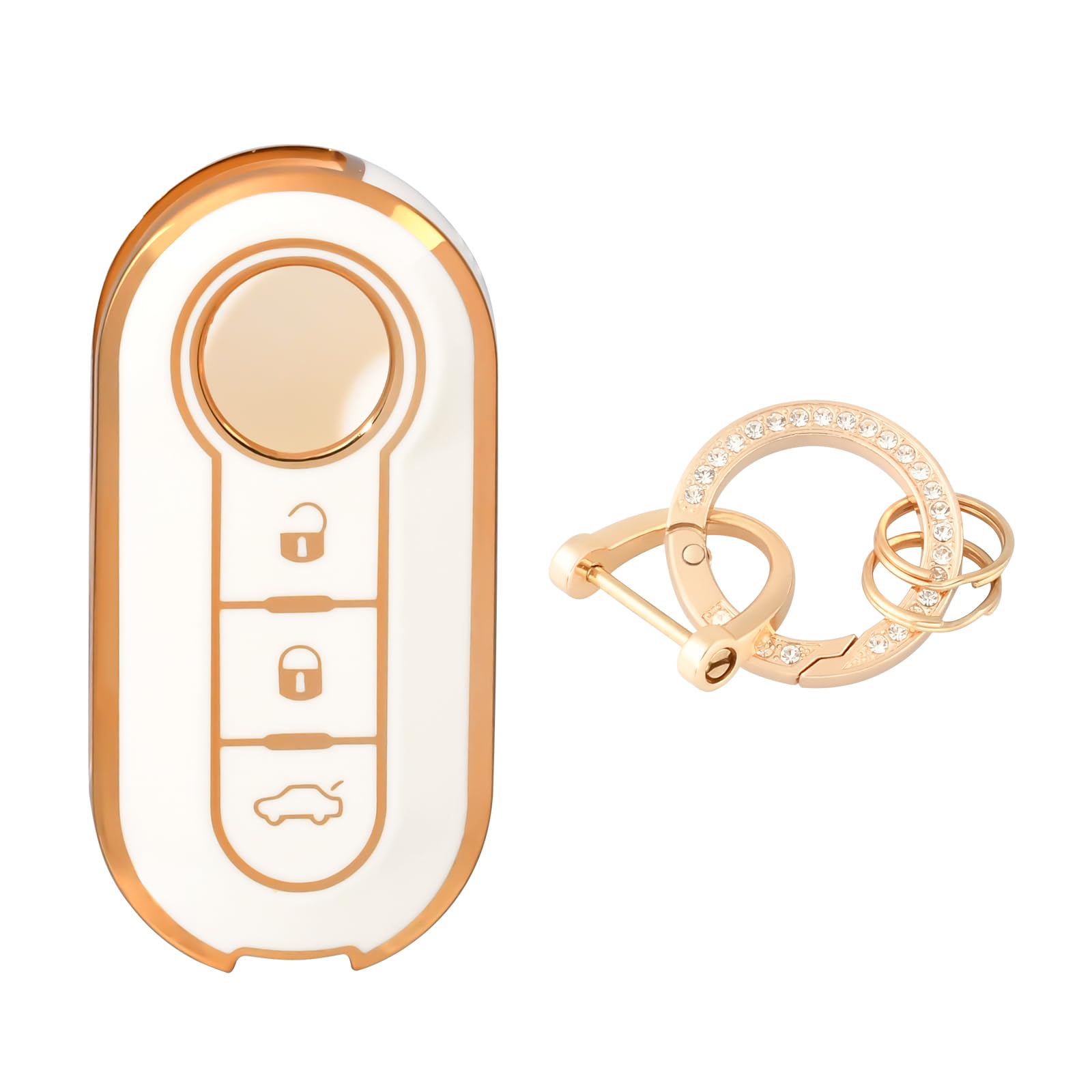 Custodia Chiavi Auto Per Fiat E Lancia - Cover Telecomando Con Portachiavi