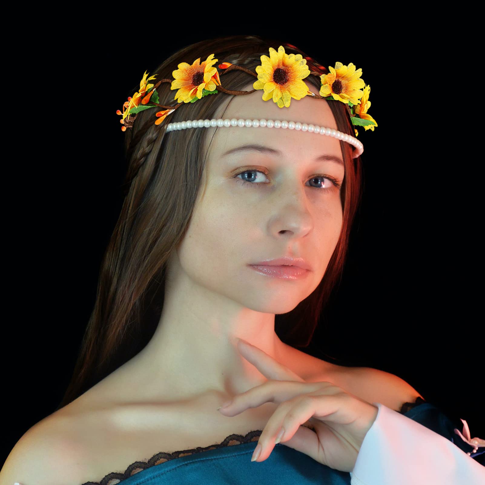 minkissy 8pezzi Fasce Floreali Per Ragazze Corone Di Girasole Artificiale Accessori Eleganti Per Foto e Occasioni Speciali Design Bohemien Adatte Per Uso Quotidiano e Feste Spiaggia