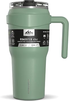 Hydrapeak Roadster 40oz Stainless Steel Tumbler Double Wall Vacuum Insulated Water Bottle With Handle And 2 in 1 Straw Lid Sage