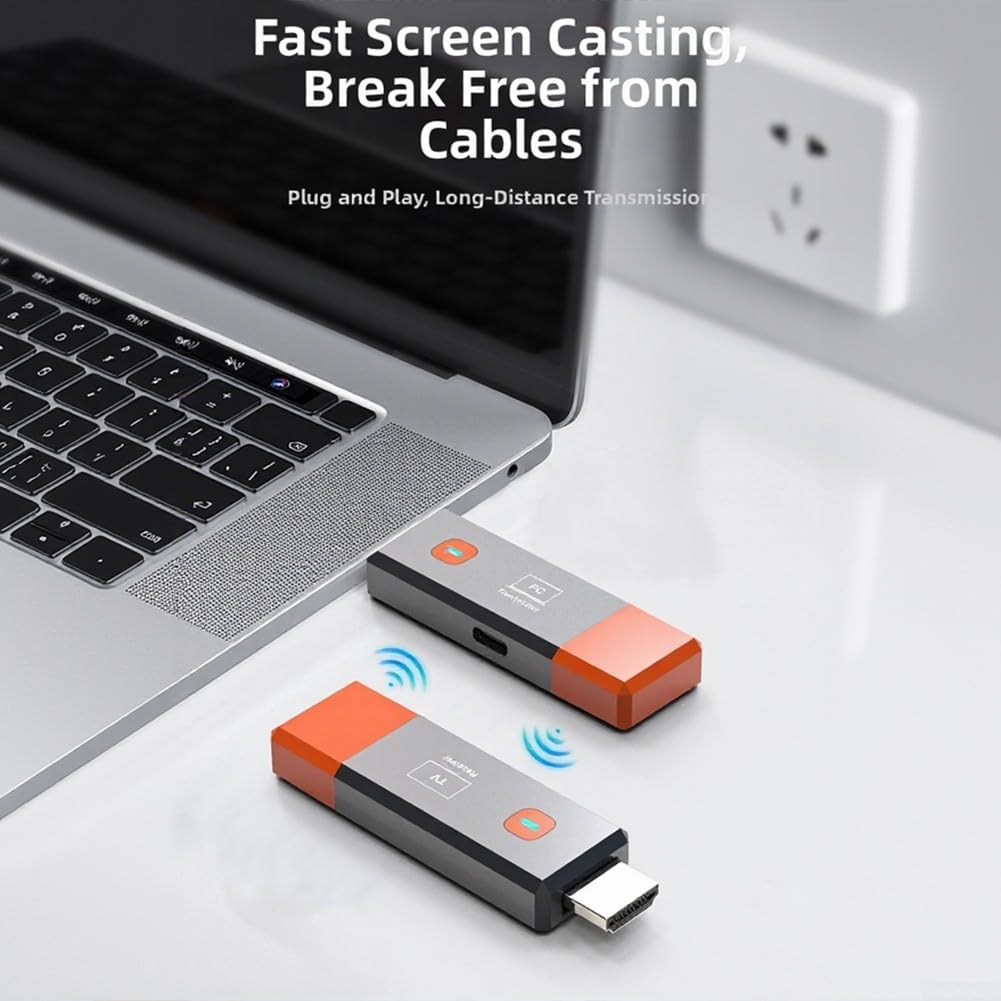 1080P Adattatore Wireless 50 Metri Distanza di Trasmissione Kit Doppio Dispositivo per Home Cinema Presentazione Ufficio Segnale Stabile