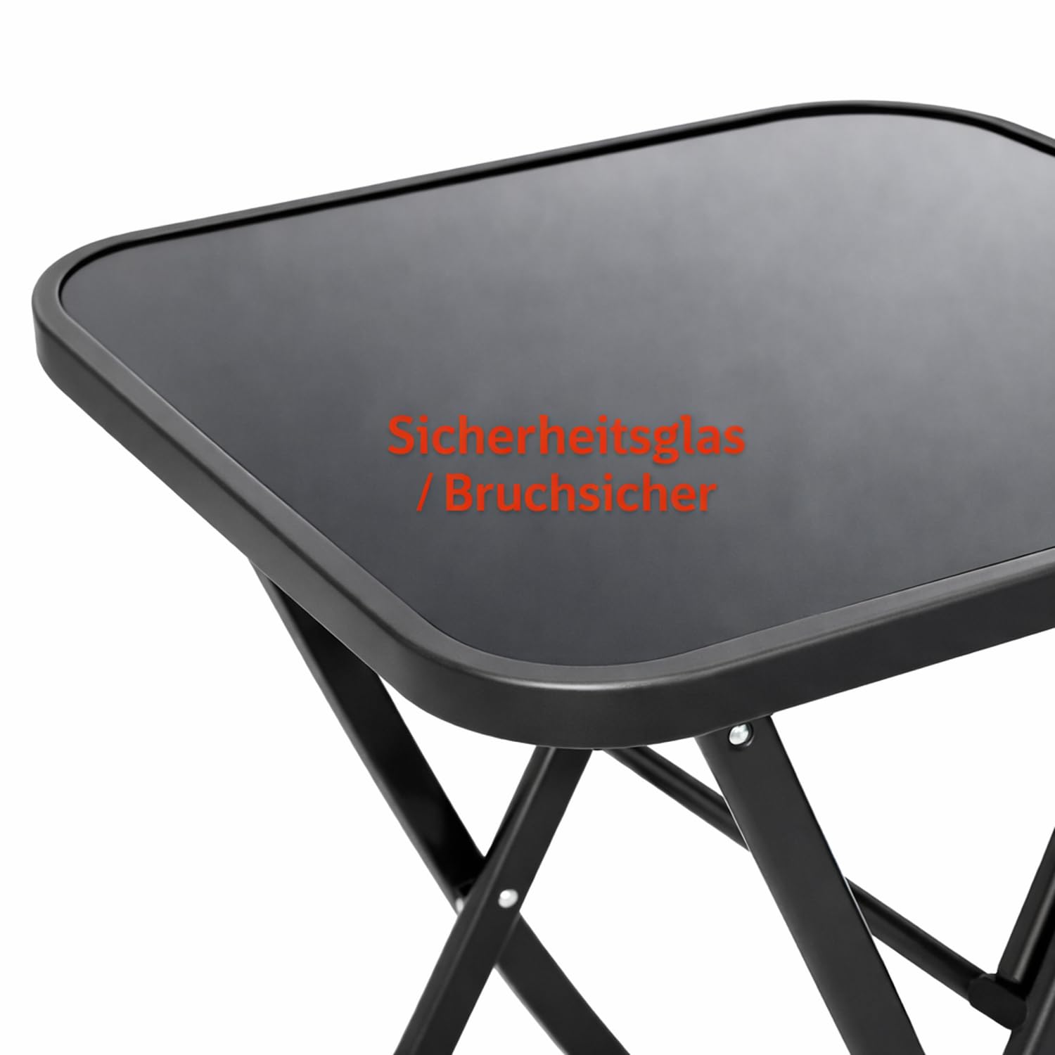 Mojawo® Bistrotisch Klapptisch Glas/Metall 60x60xH70cm Anthrazit/Dunkelgrau mit getönter Glasplatte Eckig Balkontisch Gartentisch Glastisch