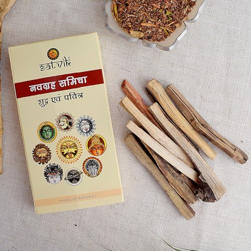 SATVIK Navgarh Samidha 9 Planet Wood Sticks for Hawan | Aam Ki Lakdi for Hindu Pooja, Yagya, Rituals, Shanti & Spiritual Prayers | Navgrah Havan Kit (1 Set)