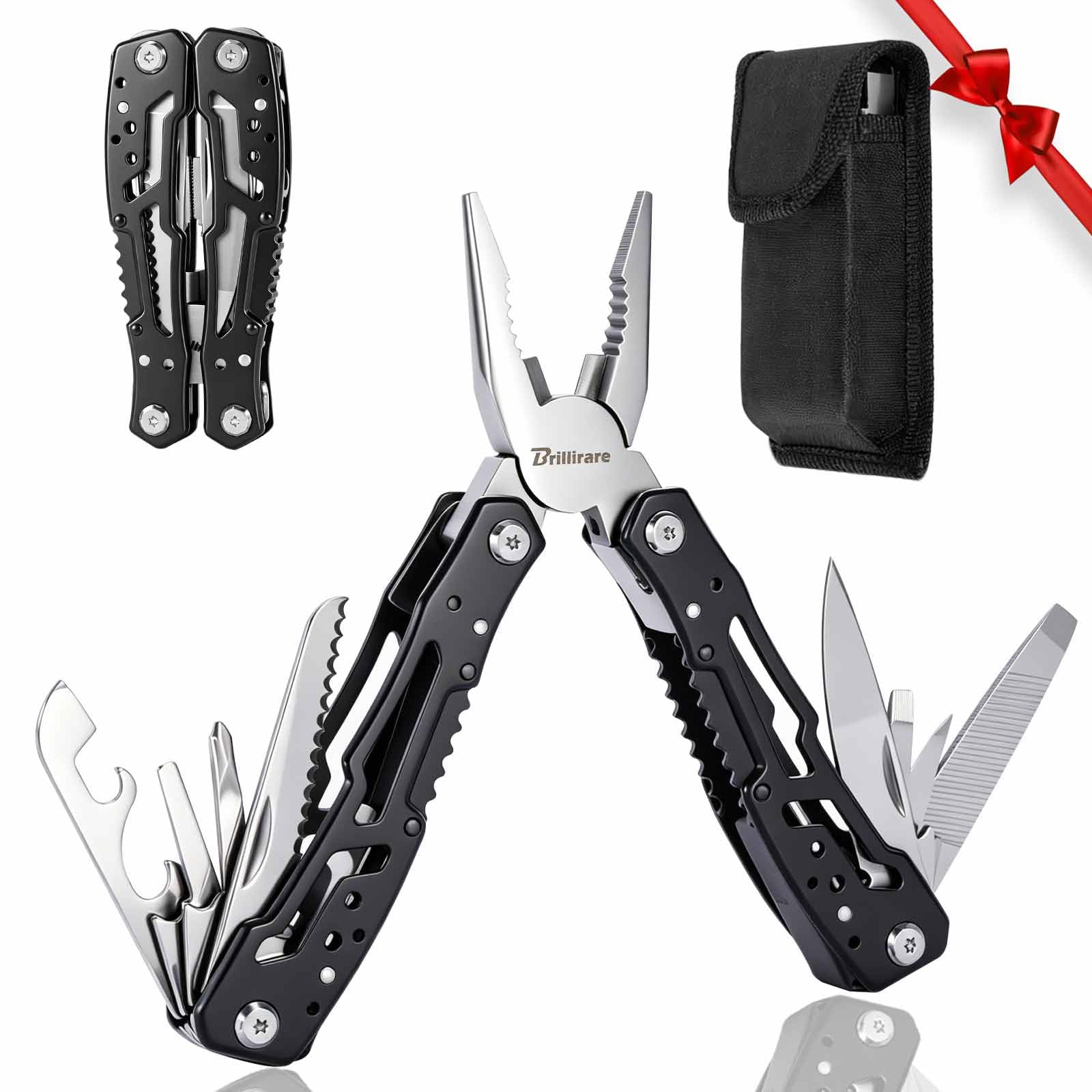 Multi-Tool, 16 in 1 Multitools Foldable Pliers with Belt Pouch, Needle & General Pliers, Screwdrivers Phillips & Flathead, Can Opener, EDC Tools for Camping, Outdoor Activities, Repairing