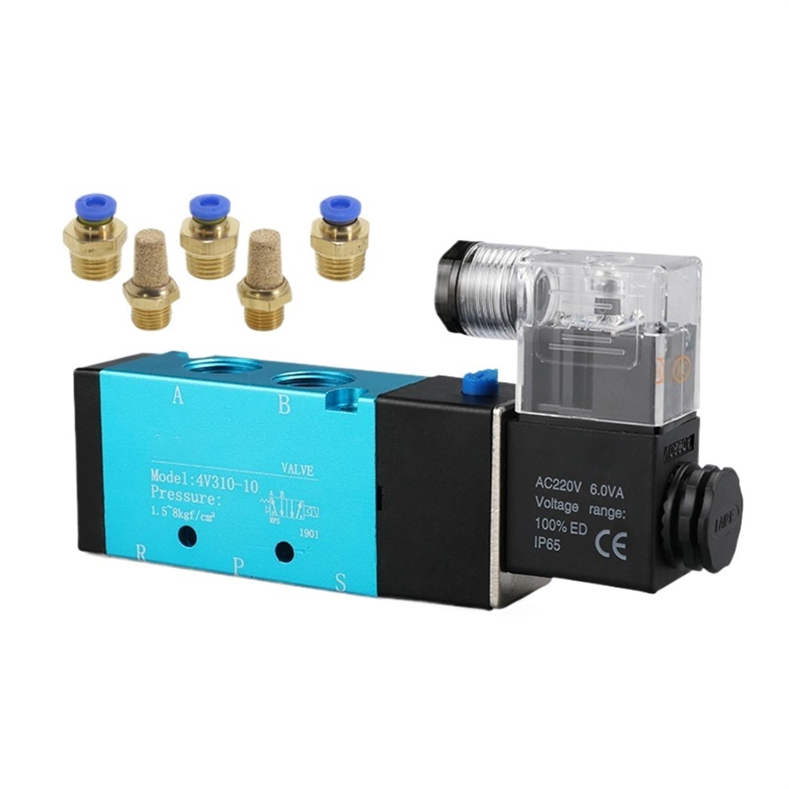 Electroválvula neumática de 5 Puertos, vías, 2 Posiciones, 8 mm, 10 y 12, conexión a Manguera, Control eléctrico, válvula magnética Aire Gas, V, 24 220(With-10mm-fitting,Motor with Bracket)