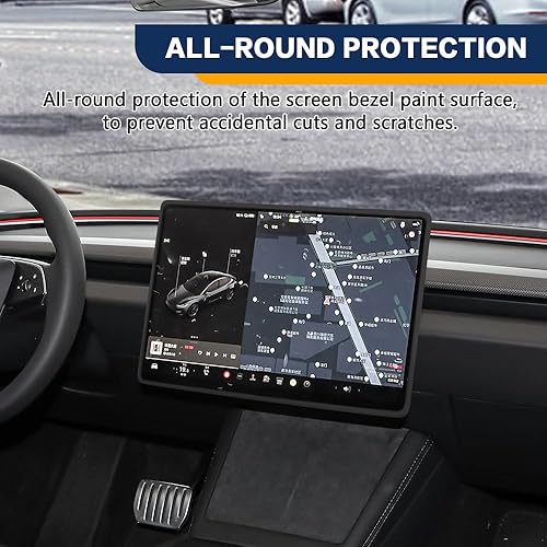 Miniatura 3 de Marco Protector de Pantalla Compatible con Model 3 Model Y 2019-2024, Marco Protector de Borde de Pantalla de Silicona, Accesorios para el Interior