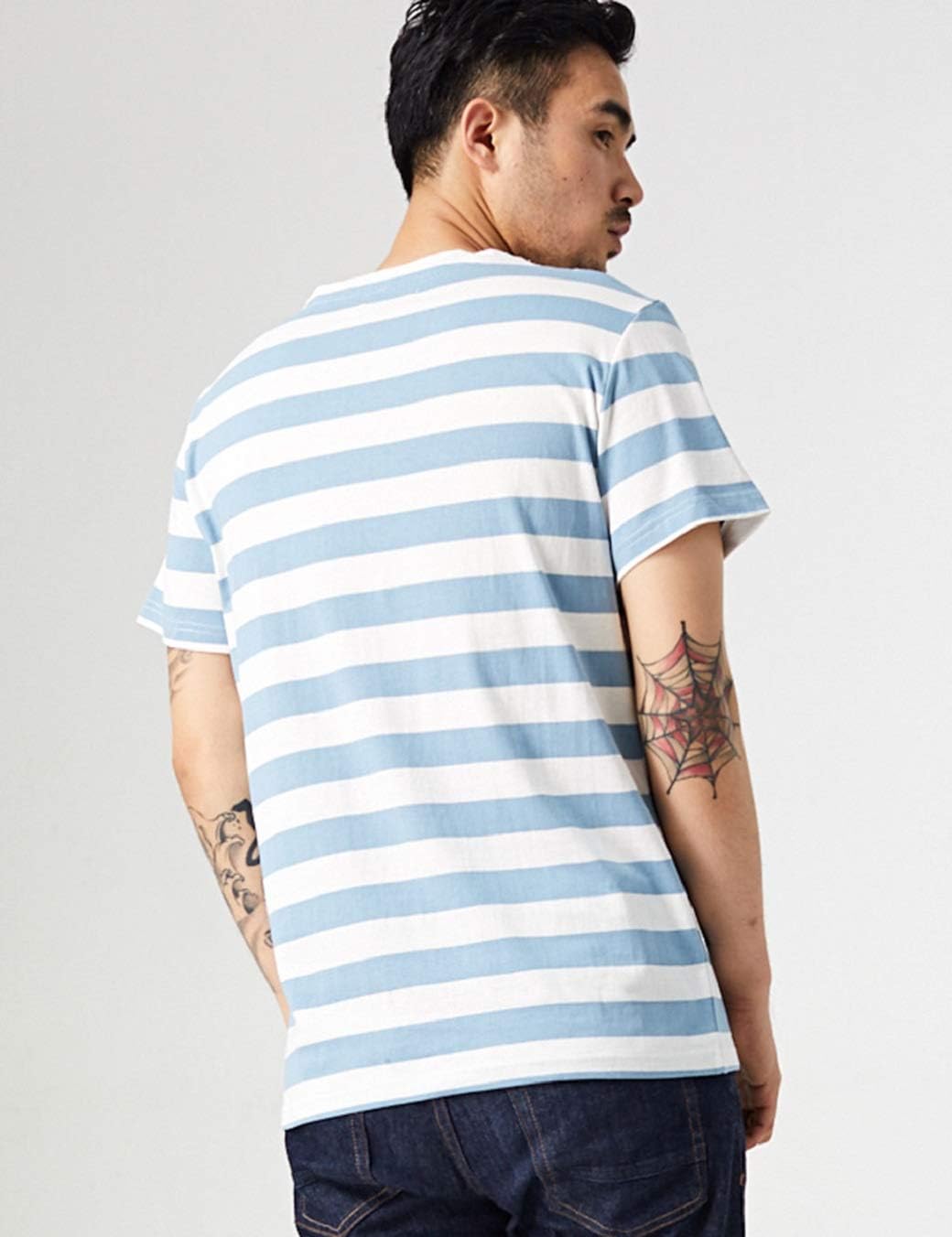 Striped T Shirt for Men Sailor Tee Red White Black Blue Stripes Top Summer Beach Large Blue and White Striped