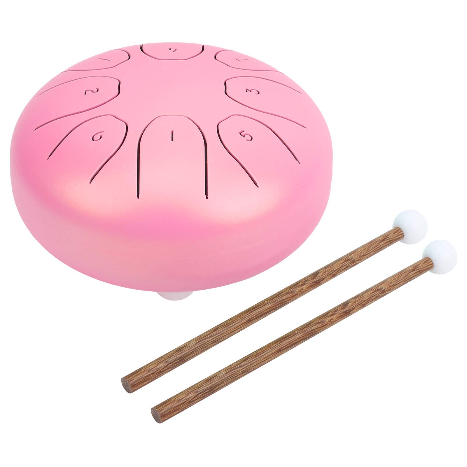 Tamburo Etereo da 5,5 Pollici, Mini Handpan con Lingua in Acciaio, Attrezzatura Musicale Premium per Principianti, Materiale in Acciaio Al Carbonio (Rosa)