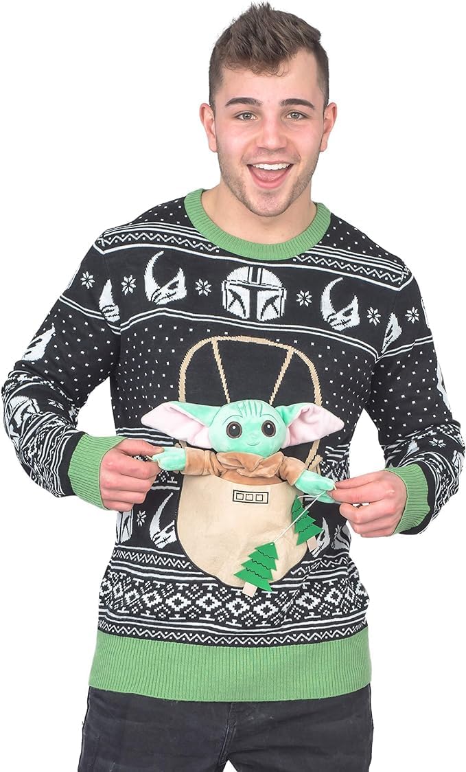 Mad Engine Star Wars Baby Yoda The Child Forces Trees Ugly Christmas Sweater