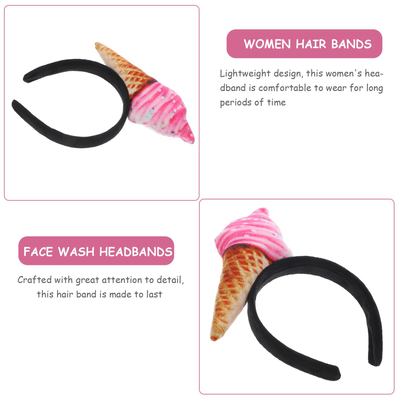 PAMINGONO Ice Headband Make Up Headband Makeup Headband Party Hair Accessories Makeup Spa Hair Band Hair Band Ice Cream Hair Band Spa Headbands Women's Headbands for Hair Fabric - Image 3