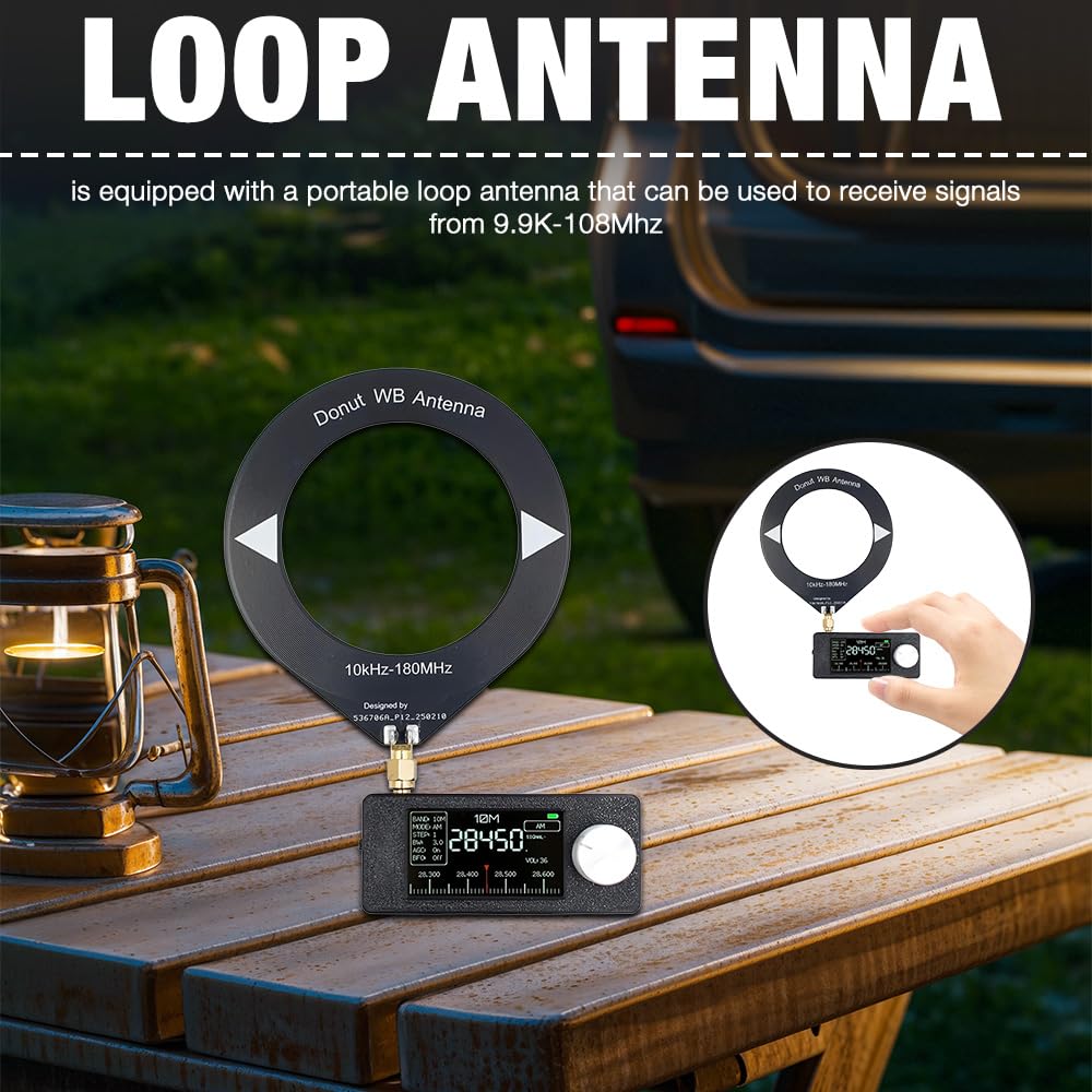 SI4732 Mini Radio, SI4732 Miniradio 0.5-108 MHz, SI4732 Vollband-Radioempfänger, si4732 Taschenradio mit Teleskopantenne und Donut-Antenne, Tragbares USB Radio ESP32-S3-Steuerung für Wandern