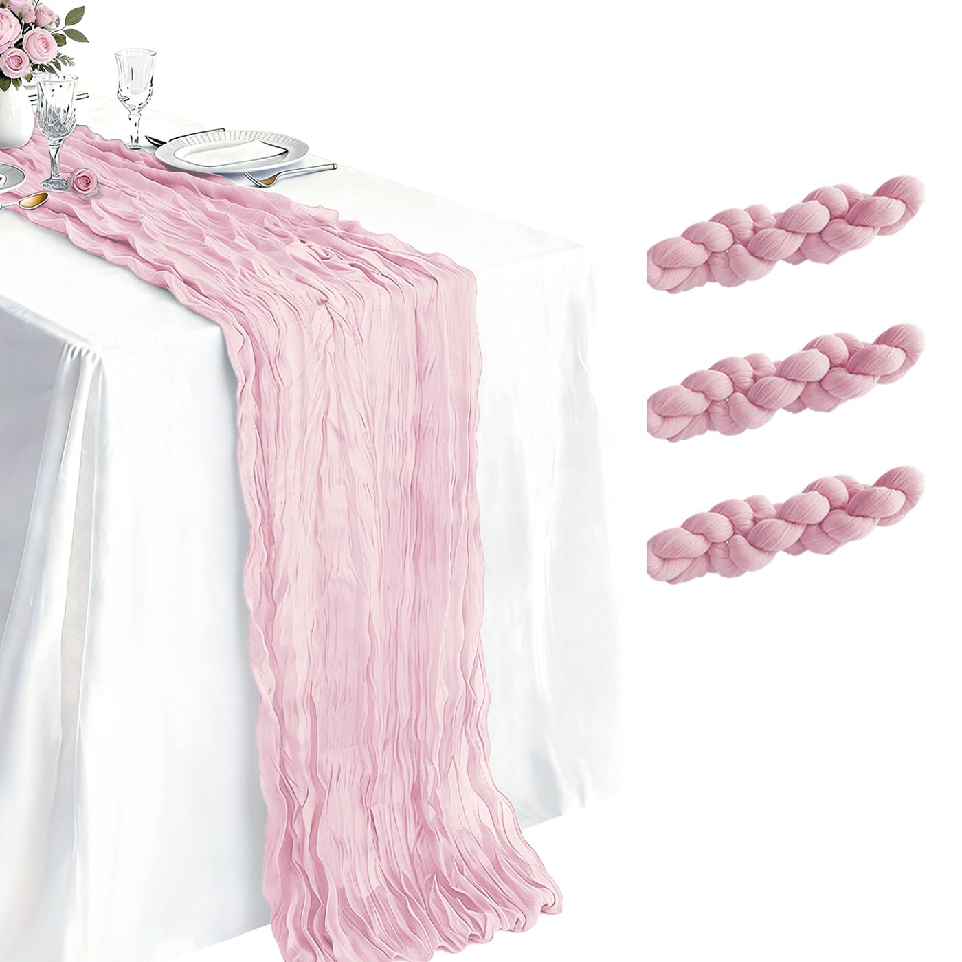 Blush Gauze Table Runner - 10 Feet