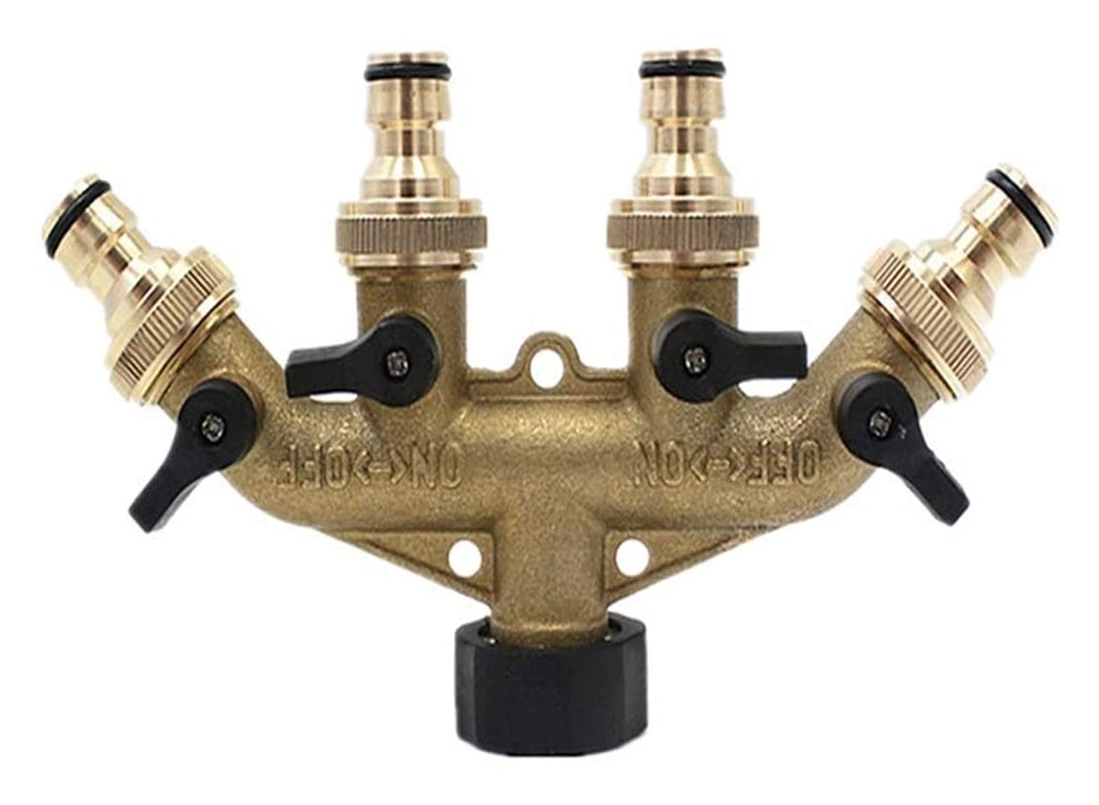4 Way Hose Splitter, Brass 4 Way Hose Tap Manifold Splitter Adaptor Water Distributor Fittings