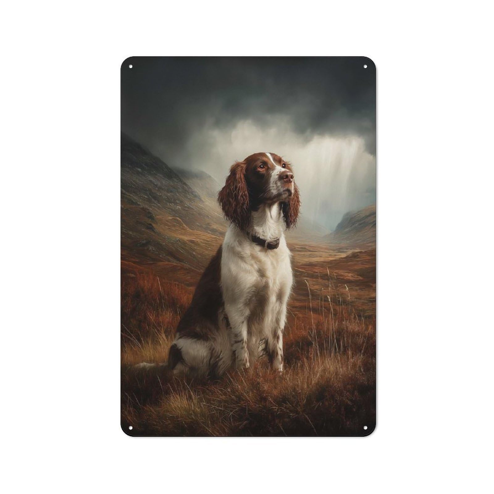 Junmoney Style-13 Industrial English Springer Spaniel In A Field Tin Sign 30X20cm, Garage Wall Decor For Garage, Hobby Room, Office Or Man Cave