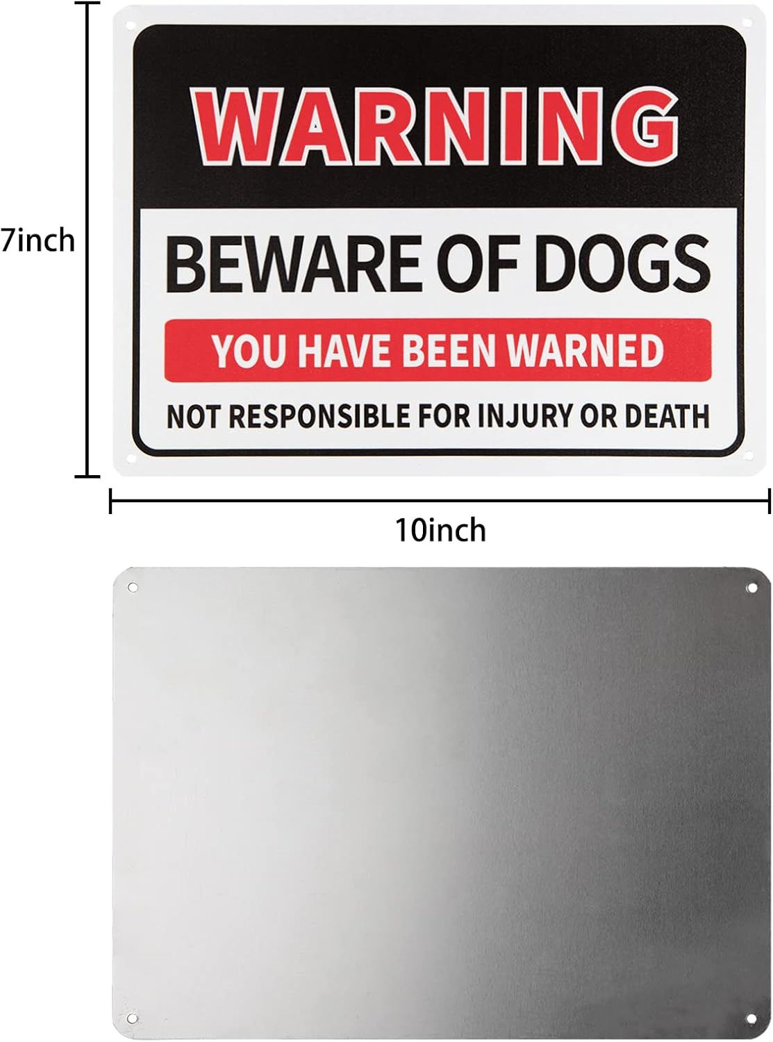 Beware of Dog Sign, 10x7 Inch Rust Free .040 Aluminum Metal Sign, Reflective, Fade Resistant, UV Protected, Weatherproof Warning Dog Sing for Fence Door or Gate (2 Pack)