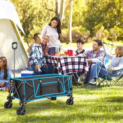 Bollerwagen Faltbar, Faltbarer Bollerwagen 150L, Morpilot Mini Klappbarer Handwagen in 4 Richtungen faltbar, für Einkauf, Garten, Ausflug,Camping – Bild 7