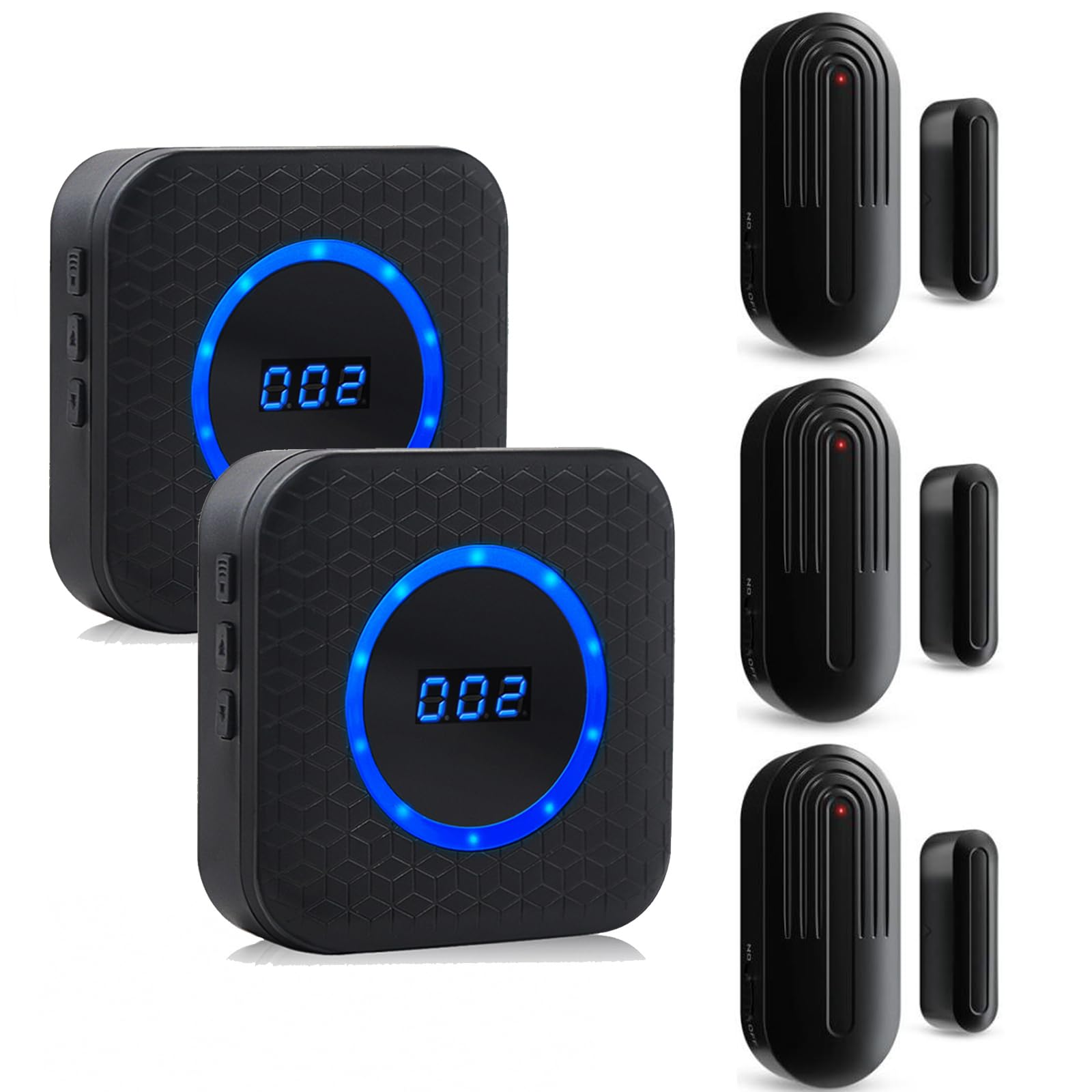 Wireless Door Chime for Business Entering Door Bell with 55 Chimes, 5 Volume Levels, Home Alert Door Sensor with Number Display (2 Receivers & 3-image-0