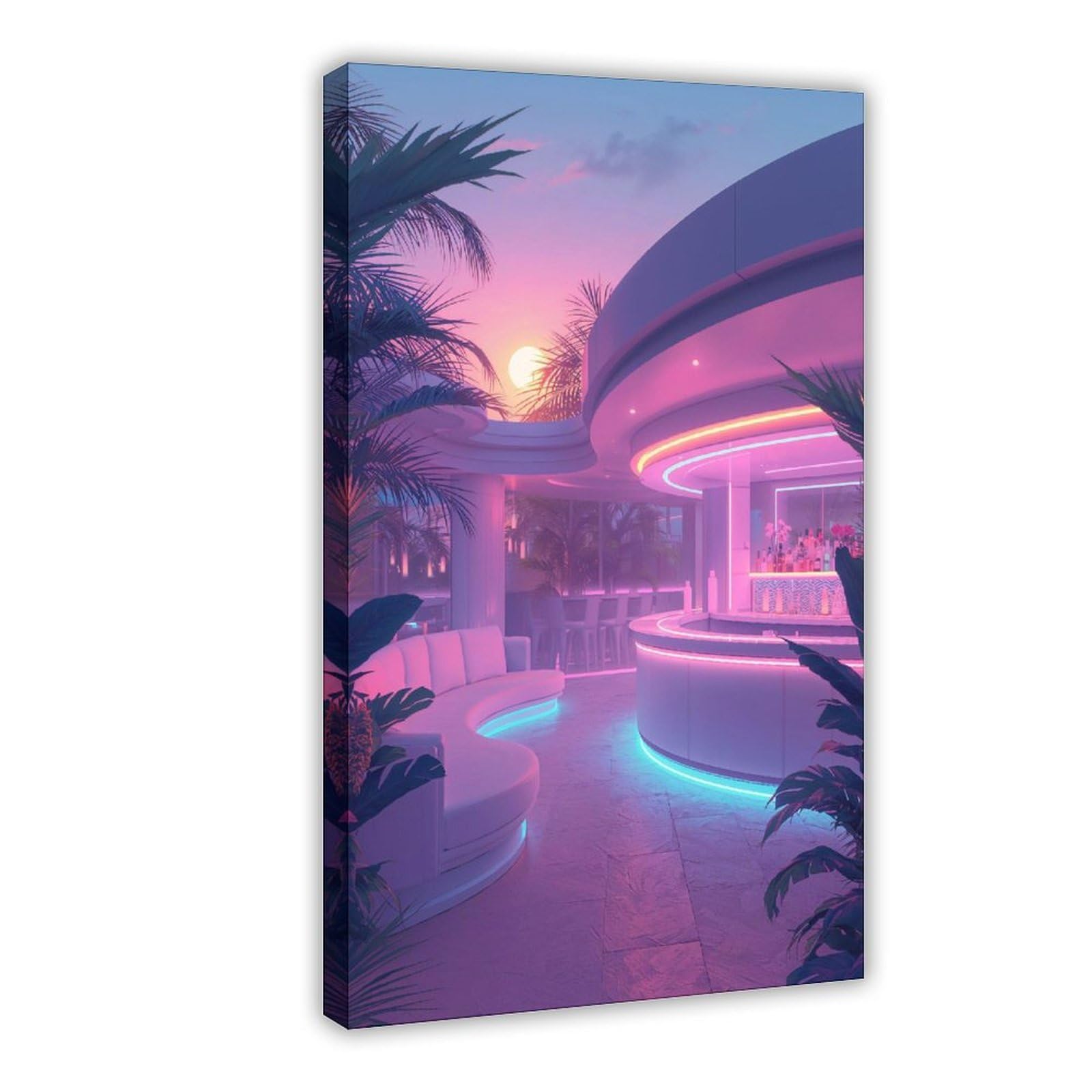 MRYCQ Tropical Neon Lounge Poster Canvas Poster for Office Decor Gift
