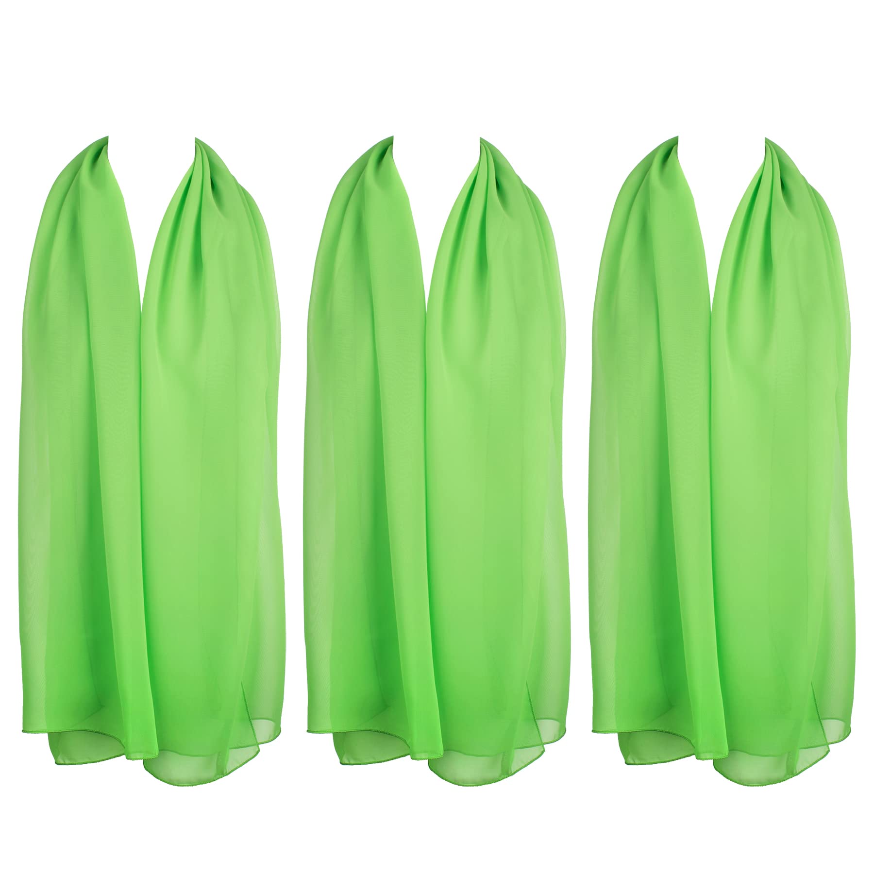 Hat To Socks Women's Lime Green Chiffon Scarf Sheer Wrap For Pack Of 3 (Lime Green)